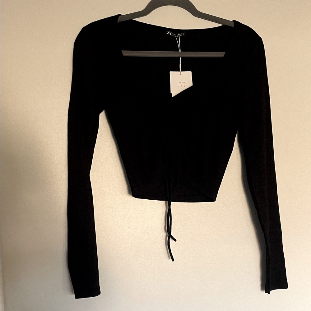 Zara Black Long Sleeve crop top